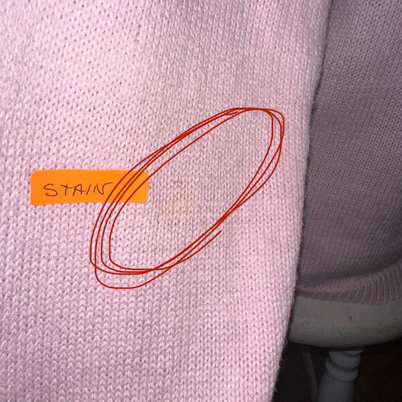 Vtg Club Sportif De Paris Pullover Sweater Size M Pink V Neck Floral Buttons - Picture 10 of 13